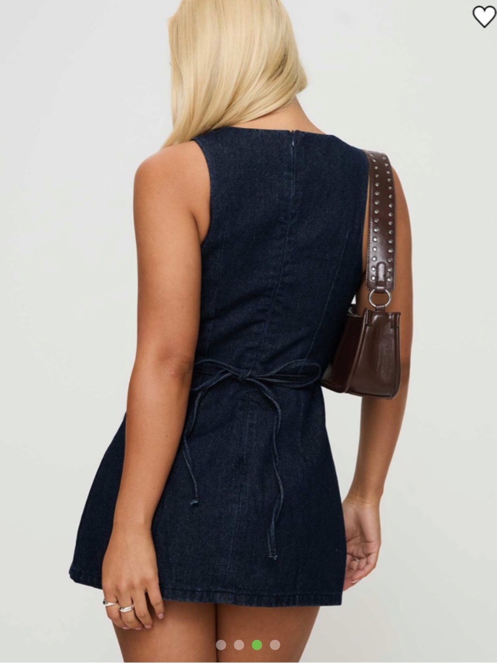 Princess Polly Denim Mini Dress Dark Wash - Picture 2 of 3